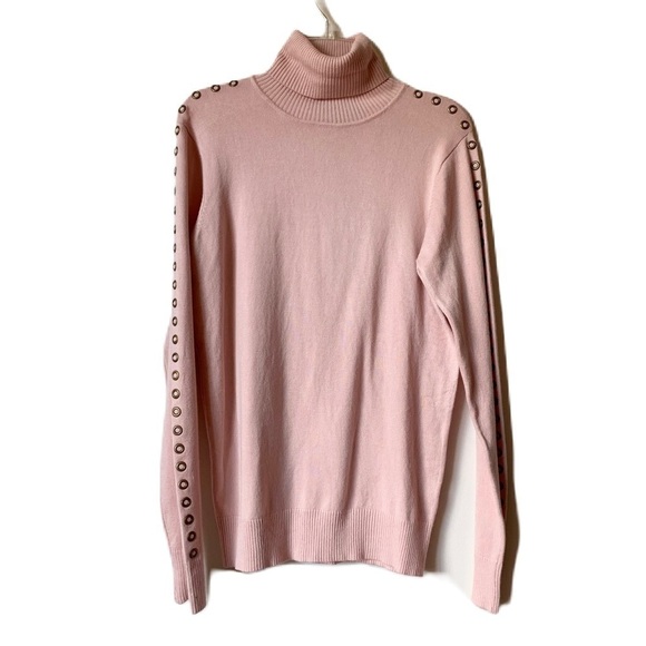 NEW 𝅺JOSEPH A. Pink Grommet Sleeve Turtleneck Sweater Size Small - Picture 1 of 8